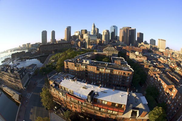 Thinkstock/Stockbyte/Getty Images Aerial view of Boston