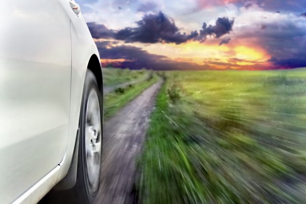 Plus69/iStock/Getty Images View of the front silver car while driving fast